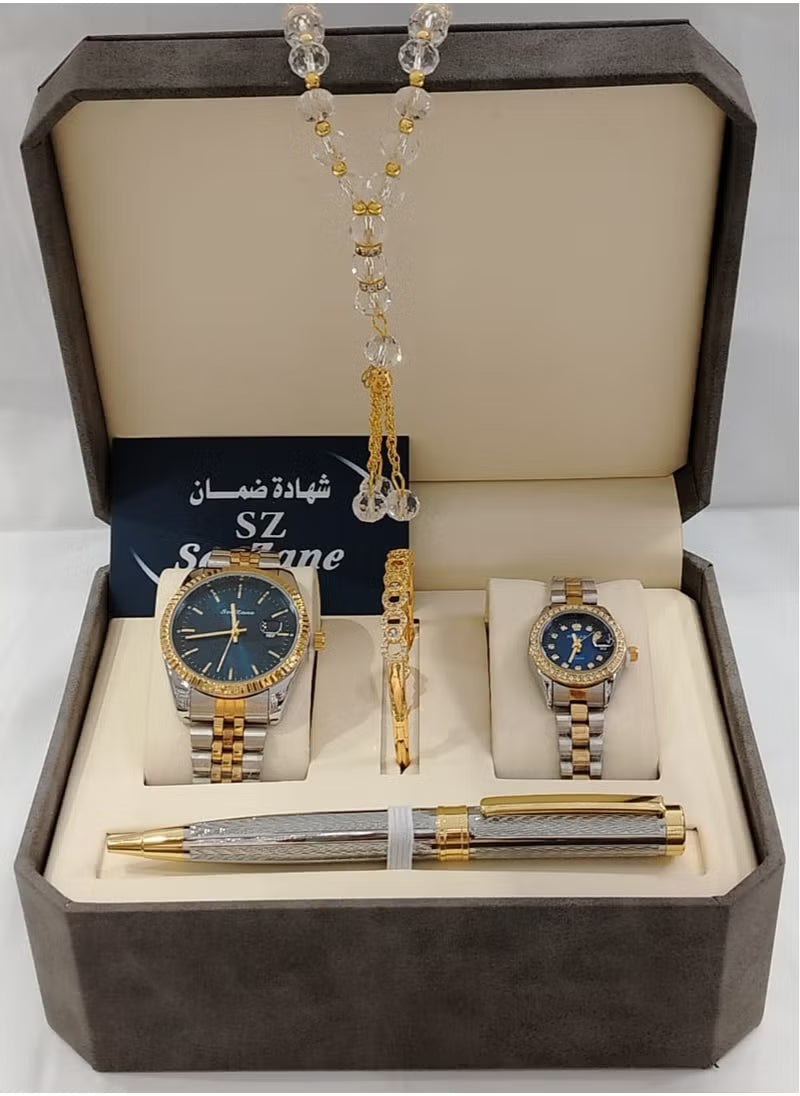 Men's watch set with pen and rosary